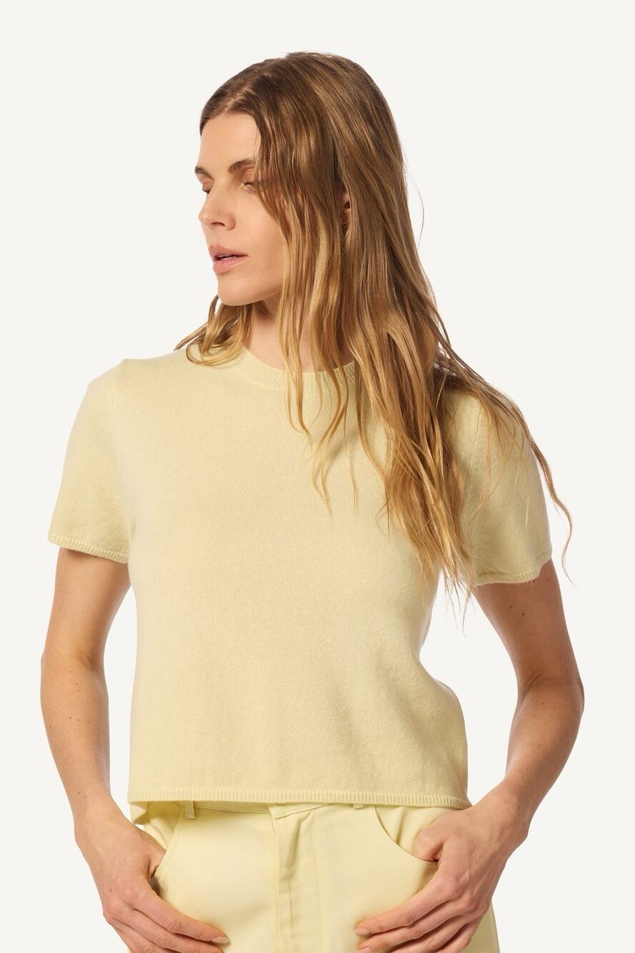 Sablyn Charleston SS Cashmere Top in Pale Citron XS